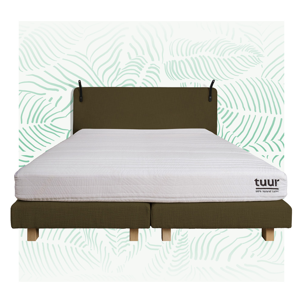 Tuur® Boxspringset met Tuur® Spring Matras 90x210cm - Groen - met LED lichten